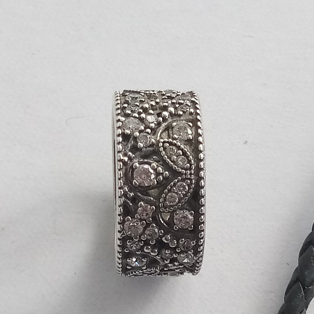 Authentic Pandora Ring Shimmering Leaves Sterling Silver 190965CZ - Picture 4 of 7